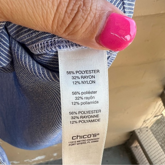 Chico's Striped Button Down Shirt - Size XL Preppy Classic Modest Casual - Picture 4 of 5
